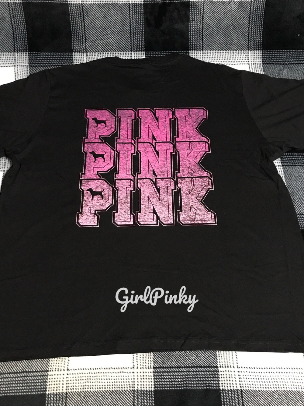 VS PINK SHORT SLEEVE CAMPUS COTTON TEE IN BLACK PINK FRIDAY 2026 EDITION M-XXL